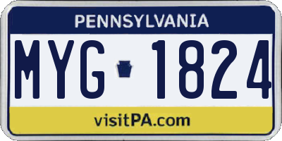 PA license plate MYG1824