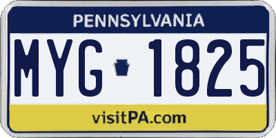 PA license plate MYG1825