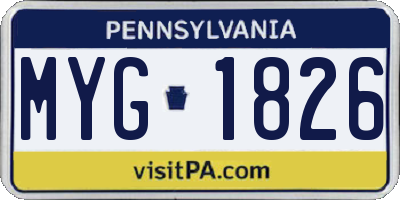 PA license plate MYG1826