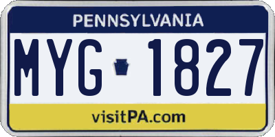 PA license plate MYG1827