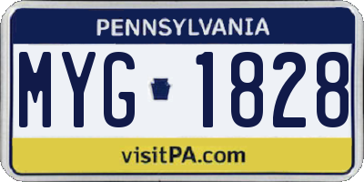 PA license plate MYG1828