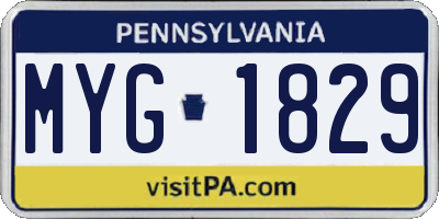 PA license plate MYG1829