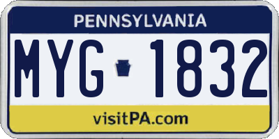 PA license plate MYG1832