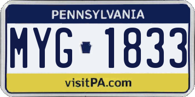 PA license plate MYG1833