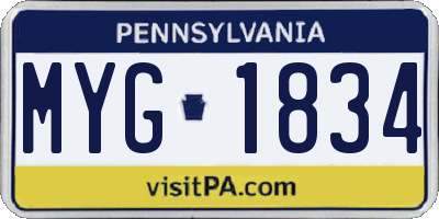 PA license plate MYG1834