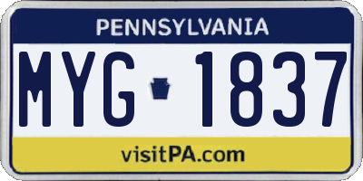 PA license plate MYG1837