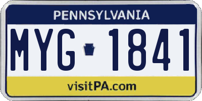 PA license plate MYG1841