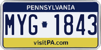 PA license plate MYG1843