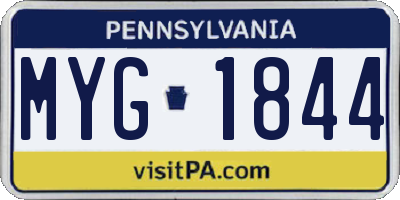 PA license plate MYG1844