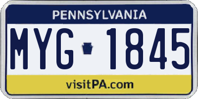 PA license plate MYG1845