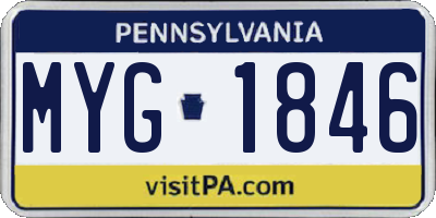 PA license plate MYG1846