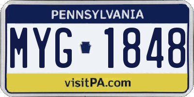 PA license plate MYG1848