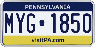 PA license plate MYG1850