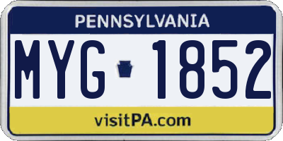PA license plate MYG1852