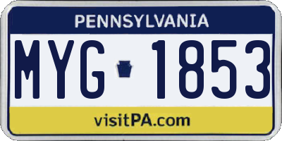PA license plate MYG1853