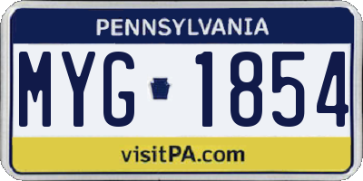 PA license plate MYG1854