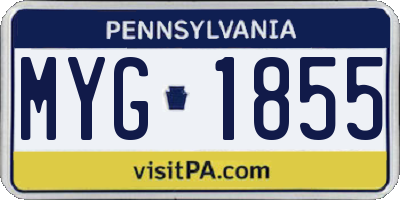 PA license plate MYG1855