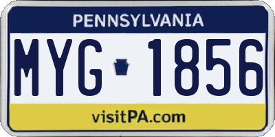PA license plate MYG1856