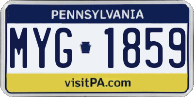 PA license plate MYG1859