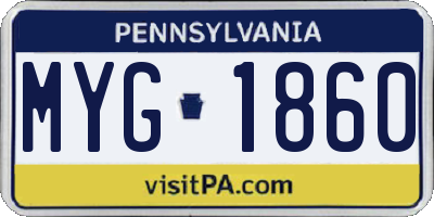 PA license plate MYG1860