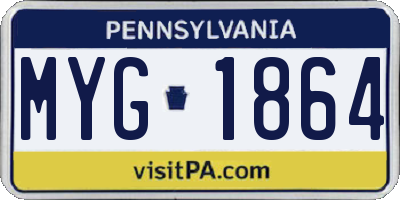 PA license plate MYG1864