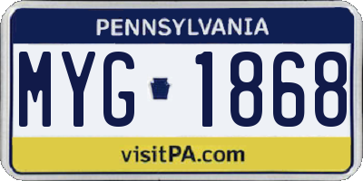 PA license plate MYG1868