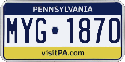PA license plate MYG1870
