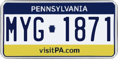 PA license plate MYG1871