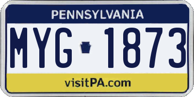PA license plate MYG1873