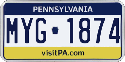 PA license plate MYG1874