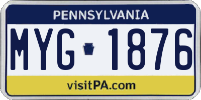 PA license plate MYG1876