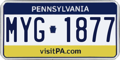 PA license plate MYG1877