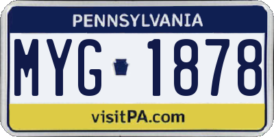 PA license plate MYG1878