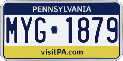 PA license plate MYG1879