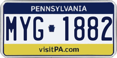 PA license plate MYG1882