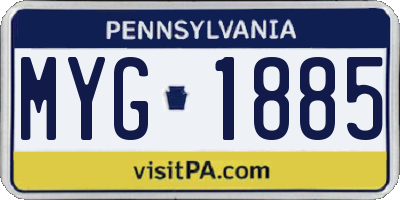 PA license plate MYG1885