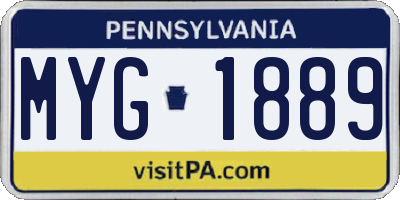 PA license plate MYG1889