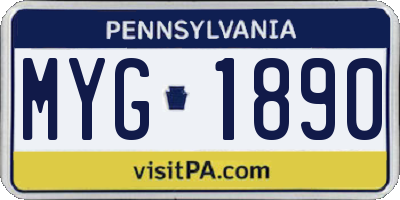 PA license plate MYG1890