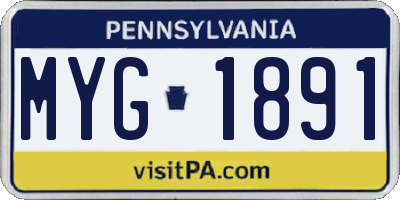 PA license plate MYG1891