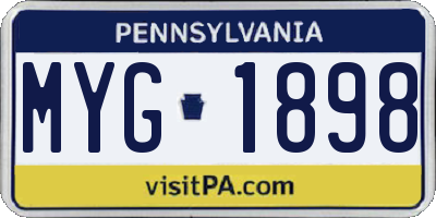 PA license plate MYG1898
