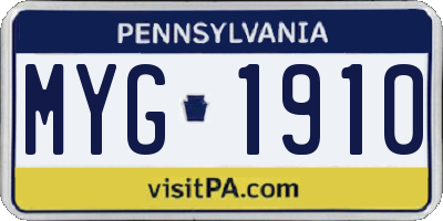 PA license plate MYG1910