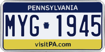 PA license plate MYG1945