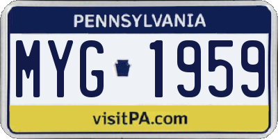 PA license plate MYG1959