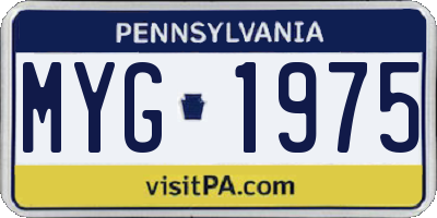 PA license plate MYG1975