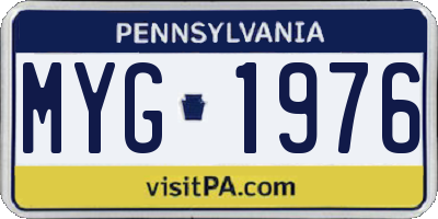 PA license plate MYG1976