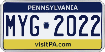 PA license plate MYG2022