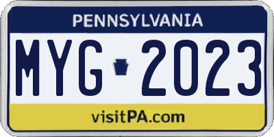 PA license plate MYG2023