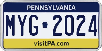 PA license plate MYG2024