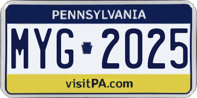 PA license plate MYG2025