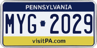 PA license plate MYG2029